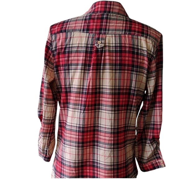 Akira plaid silky blouse size small - Picture 3 of 6